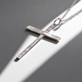 Cross Slim Style Pendant Necklace Sterling Silver Handmade Jewelry