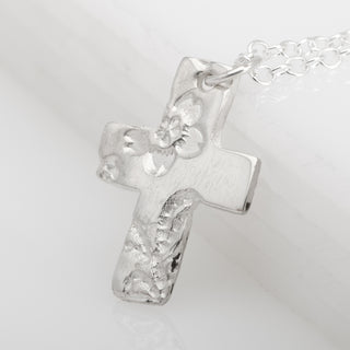 Cross Daisy Flower Pendant Necklace Sterling Silver Handmade Jewelry