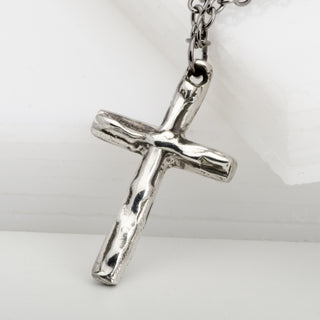 Cross Ripples Pendant Necklace Sterling Silver Jewelry