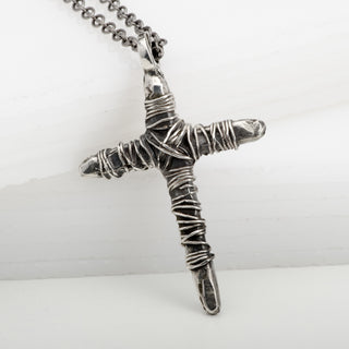 Croix Voodoo Collier Pendentif Argent Sterling Bijou Fait Main