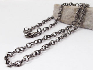 Dark Silver Necklace Chain, Custom Size, Jewelry for Men or Women