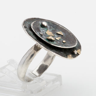 Gold and Silver Ring Eclipse Adjustable Handmade Women Jewelry
