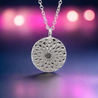 Mandala Spiral Pendant Sterling Silver Handmade Women Jewelry
