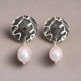 Pearl Stud Earrings Maya 925 Sterling Silver Handmade Jewelry