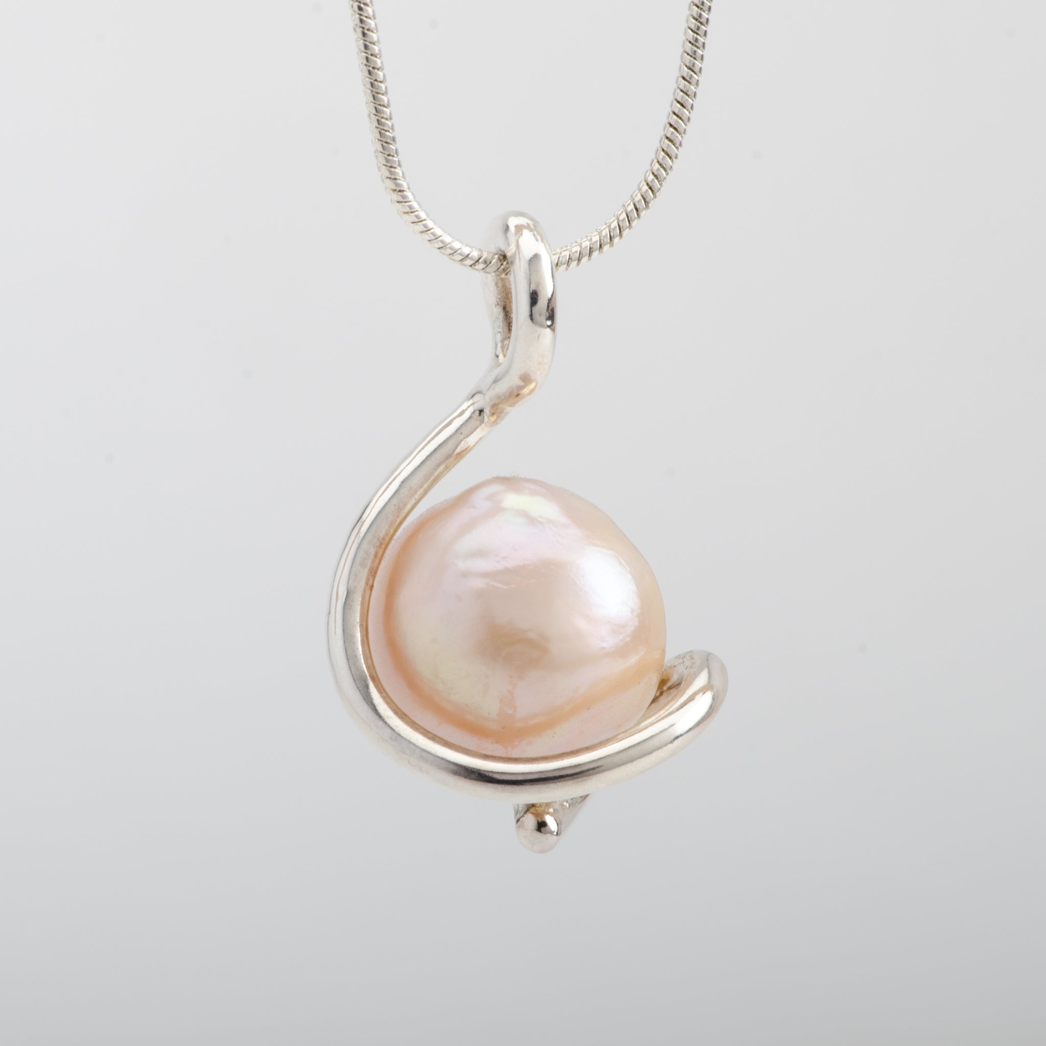 Pearl Sumatra Pendant Necklace Sterling Silver Handmade Women