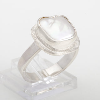 Mother of Pearl Silver Ring Adjustable Nerida Handmade Women Jewelry