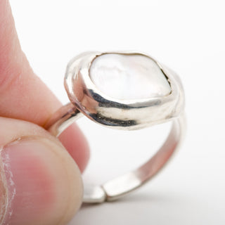 Mother of Pearl Silver Ring Adjustable Vinda Handmade Women Jewelry