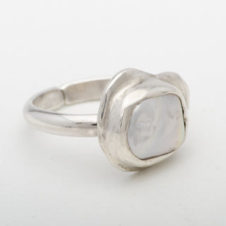 Mother of Pearl Silver Ring Adjustable Vinda Handmade Women Jewelry