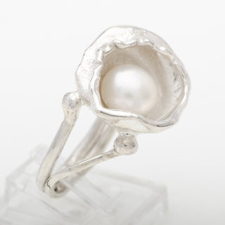 Bague Amora Argent Sterling Perle Blanche Bijou Fait Main
