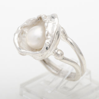 Bague Amora Argent Sterling Perle Blanche Bijou Fait Main