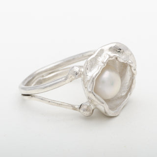 Bague Amora Argent Sterling Perle Blanche Bijou Fait Main