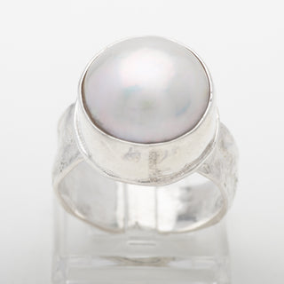 Silver Ring Asura White Mabe Pearl Handmade Jewelry