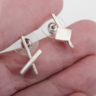 Cosmo Geometric Stud Earrings – 925 Sterling Silver, Handmade