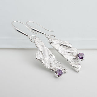 Earrings Freesia Sterling Silver Amethyst Zircon Handmade Jewelry