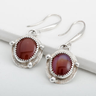 Boucles d'Oreilles Toma Grenat Argent Sterling Bijou Fait Main