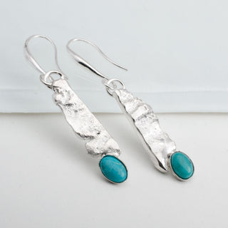 Boucles d'Oreilles Samos Turquoise Argent Sterling Bijou Fait Main