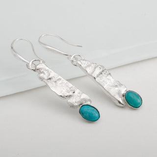 Boucles d'Oreilles Samos Turquoise Argent Sterling Bijou Fait Main