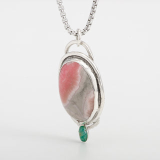 Pendant Necklace Gardenia Rhodonite Gemstone Sterling Silver Handmade Jewelry