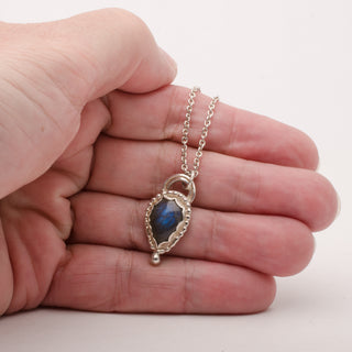Pendant Necklace Arvida Labradorite Gemstone Sterling Silver Handmade Jewelry