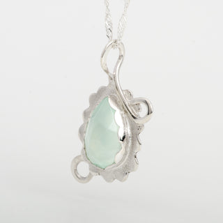 Pendant Necklace Lagoon Chalcedony Gemstone Sterling Silver Handmade Jewelry