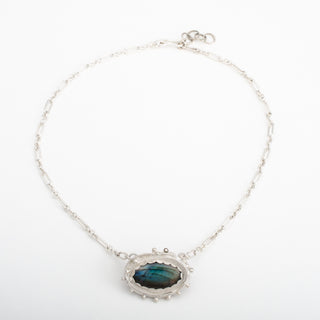 Pendant Necklace Camelia Labradorite Gemstone Sterling Silver Handmade Jewelry