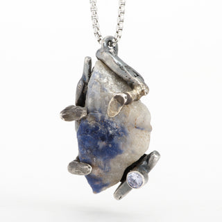 Collier Pendentif Hera Sodalite Argent Sterling Bijou Fait Main