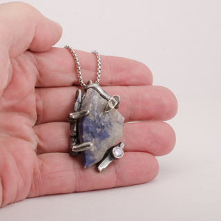 Collier Pendentif Hera Sodalite Argent Sterling Bijou Fait Main
