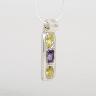 Pendant Kado Fine Silver Trio of Zircons Handmade Jewelry