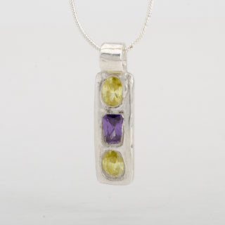 Pendant Kado Fine Silver Trio of Zircons Handmade Jewelry