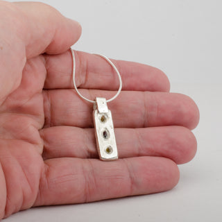 Pendant Kado Fine Silver Trio of Zircons Handmade Jewelry