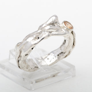 Silver Ring Adjustable Cairo Orange Zircon Handmade Jewelry