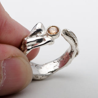 Silver Ring Adjustable Cairo Orange Zircon Handmade Jewelry