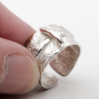 Bague Ajustable Fuji Argent Sterling 925 Bijou Fait Main