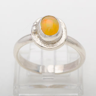 Silver Ring Adjustable Capri Opal Gemstone Jewelry