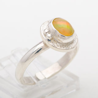 Silver Ring Adjustable Capri Opal Gemstone Jewelry