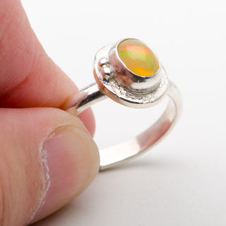 Silver Ring Adjustable Capri Opal Gemstone Jewelry