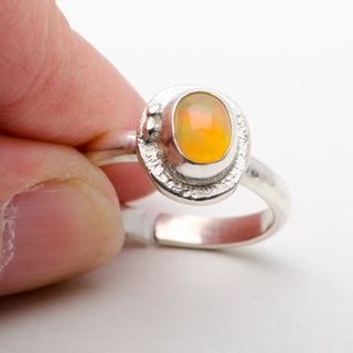 Silver Ring Adjustable Capri Opal Gemstone Jewelry