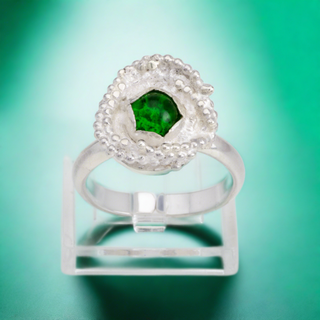 Silver Ring Adjustable Sojo Diopside Gemstone Jewelry