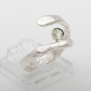 Silver Ring Adjustable Kai Nalu Green Zircon Handmade Jewelry