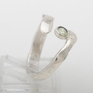 Silver Ring Adjustable Kai Nalu Green Zircon Handmade Jewelry