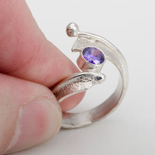 Silver Ring Medusa Purple Zircon Jewelry