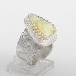 Silver Ring Adjustable Diana Prehnite Gemstone Jewelry