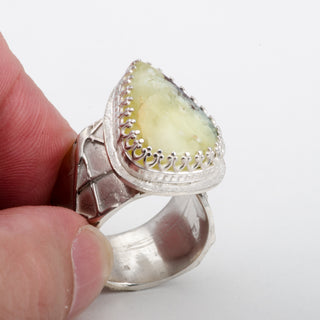 Silver Ring Adjustable Diana Prehnite Gemstone Jewelry