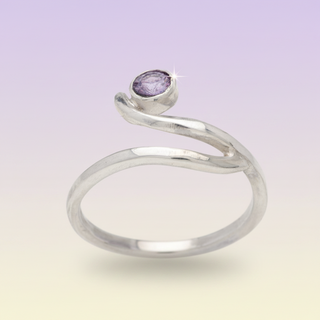 Silver Ring Slinky Purple Zircon Handmade Women Jewelry