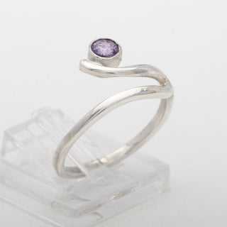 Silver Ring Slinky Purple Zircon Handmade Women Jewelry
