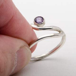 Silver Ring Slinky Purple Zircon Handmade Women Jewelry