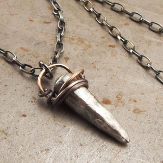 Amulet Horn Sterling Silver Pendant Necklace Left