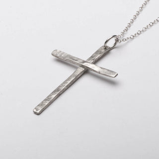 Christian Cross Slim Pendant Necklace Sterling Silver Right
