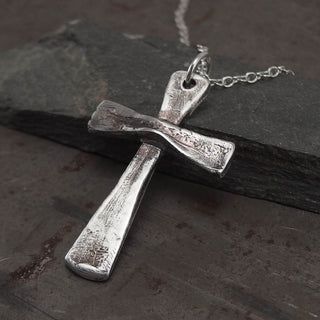 Christian Cross Vintage Style Pendant Necklace Sterling Silver Right