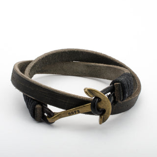 Bracelet Leather Hope Anchor Brass Hook